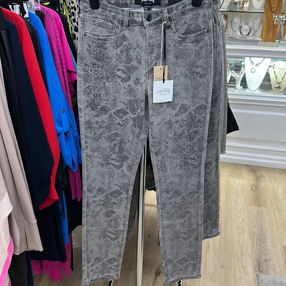 Joseph Ribkoff embellished snake print Jean